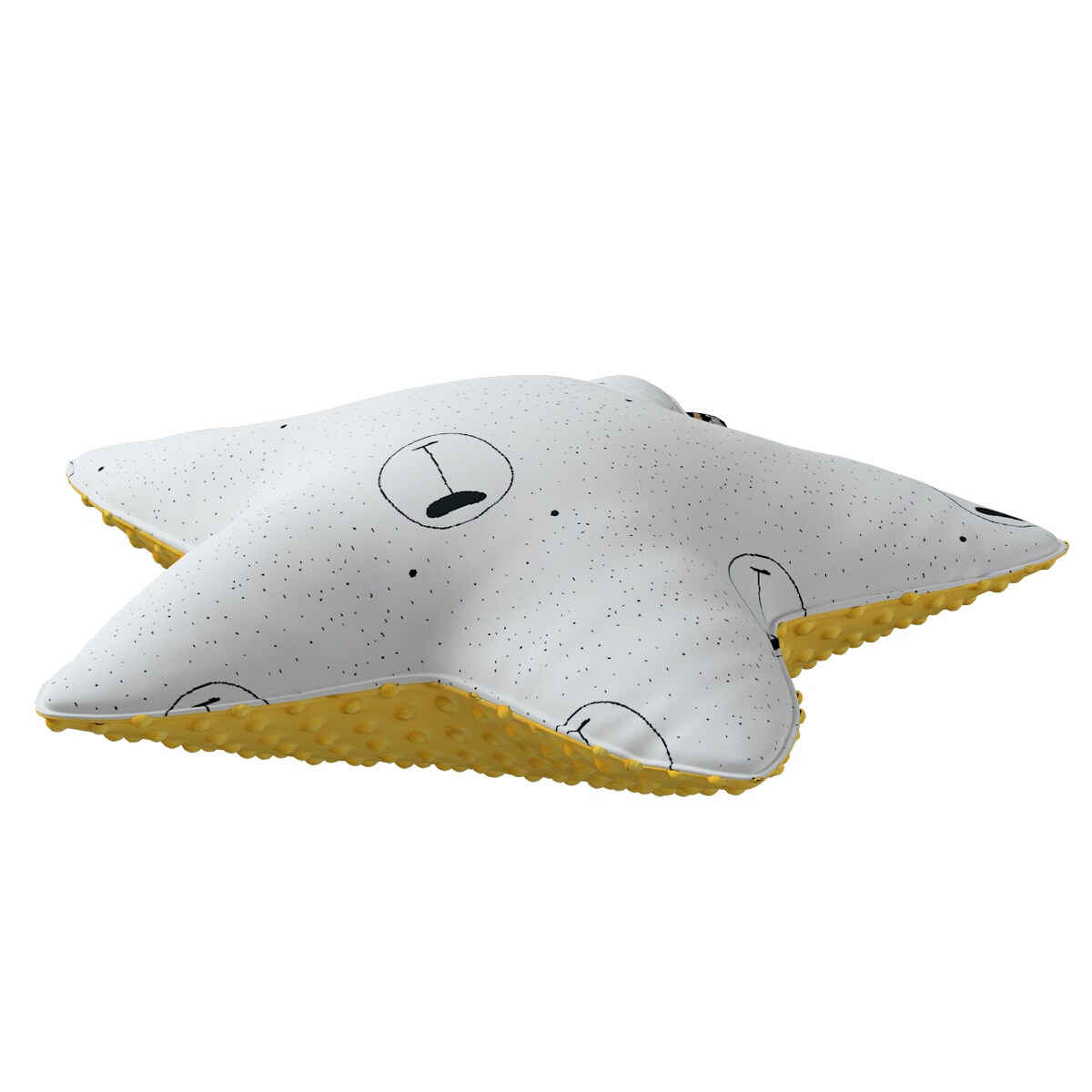 Poduszka Lucky Star z minky, ecru-czarny, 52x15x52cm, Magic Collection