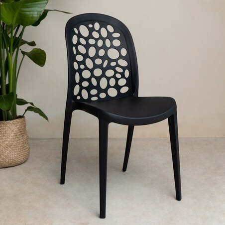 Krzesło plastikowe czarne nowoczesne do salonu ogrodu na balkon
