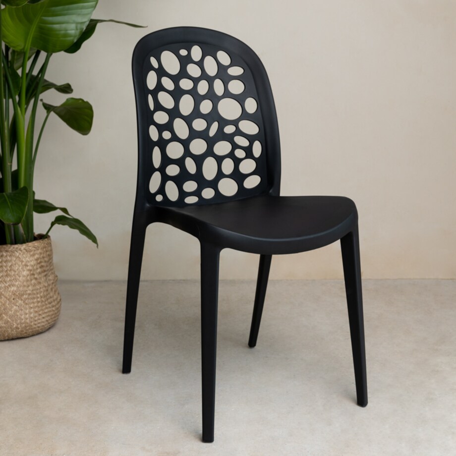 Krzesło plastikowe czarne nowoczesne do salonu ogrodu na balkon