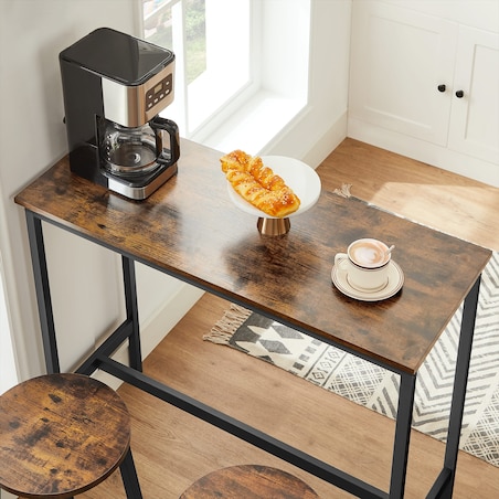 Stół Barowy + 2 Taborety Do Jadalni Kuchni Salonu Biura Brązowy