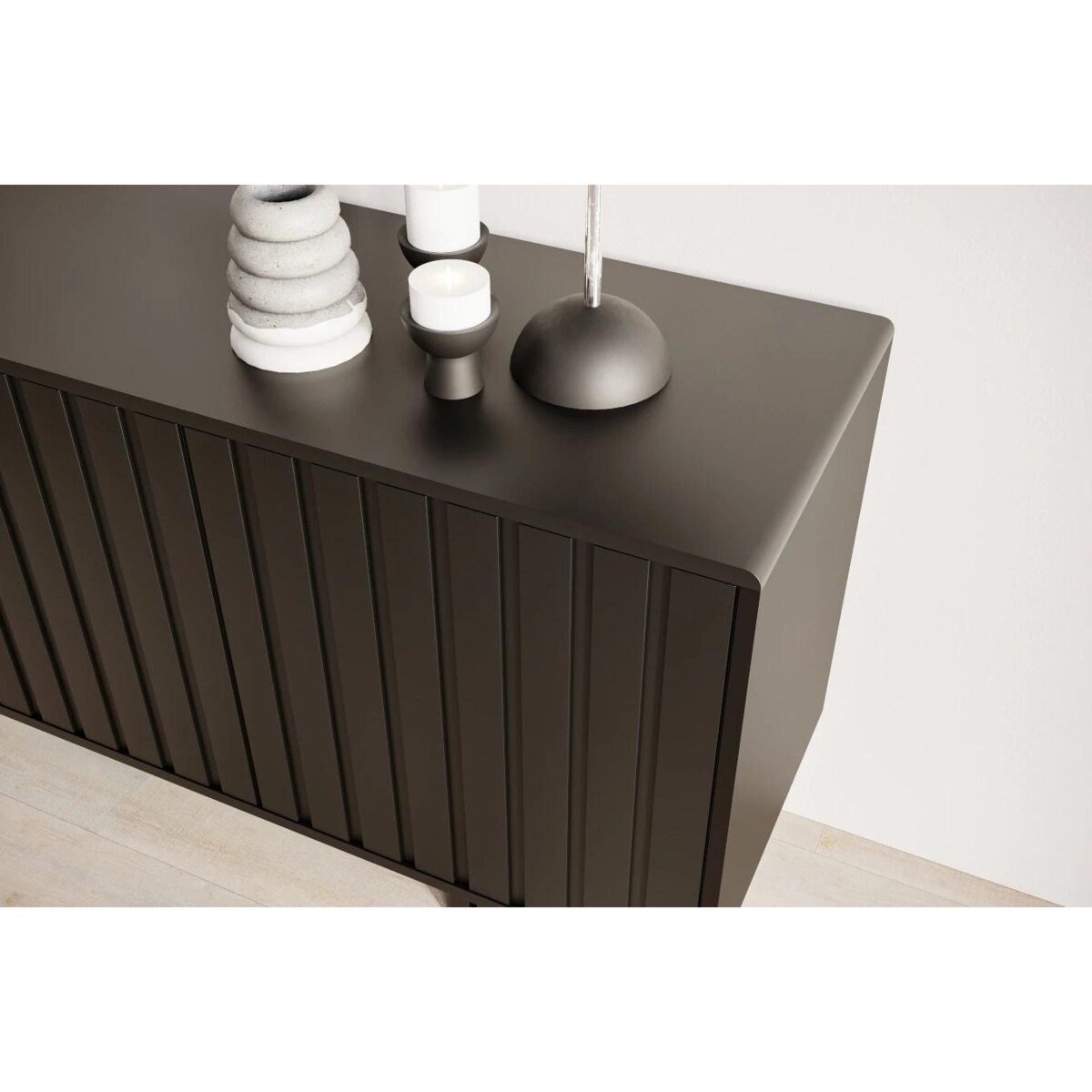 Czarna komoda Skandica VIGGE z lamelami / szer.149 cm