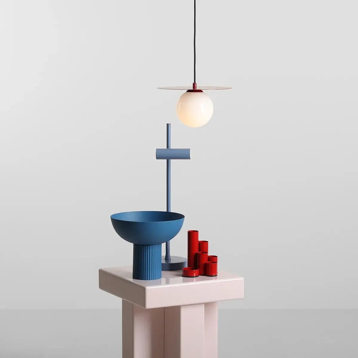 Lampa wisząca kula Loop 1125G15_S Aldex do salonu czerwona biała