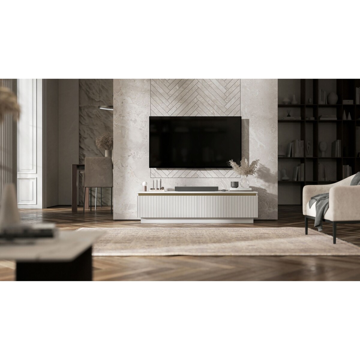 Nowoczesna wisząca / stojącą Szafka RTV Glamour Komoda RTV Biały Mat 140 cm