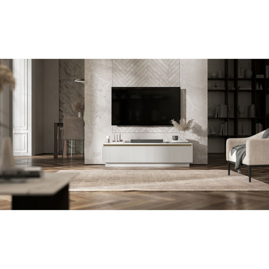 Nowoczesna wisząca / stojącą Szafka RTV Glamour Komoda RTV Biały Mat 140 cm