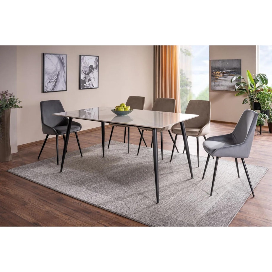 Krzesło tapicerowane COBE VELVET szare