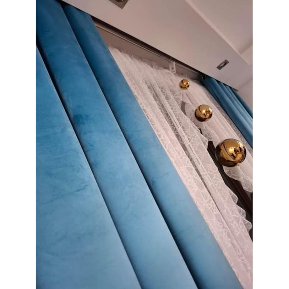 Zasłona welurowa gładka | 140x250 cm przelotki | turkus