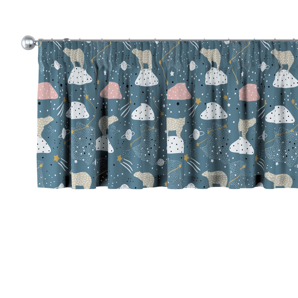 Lambrekin na taśmie marszczącej 390x40 niebieski