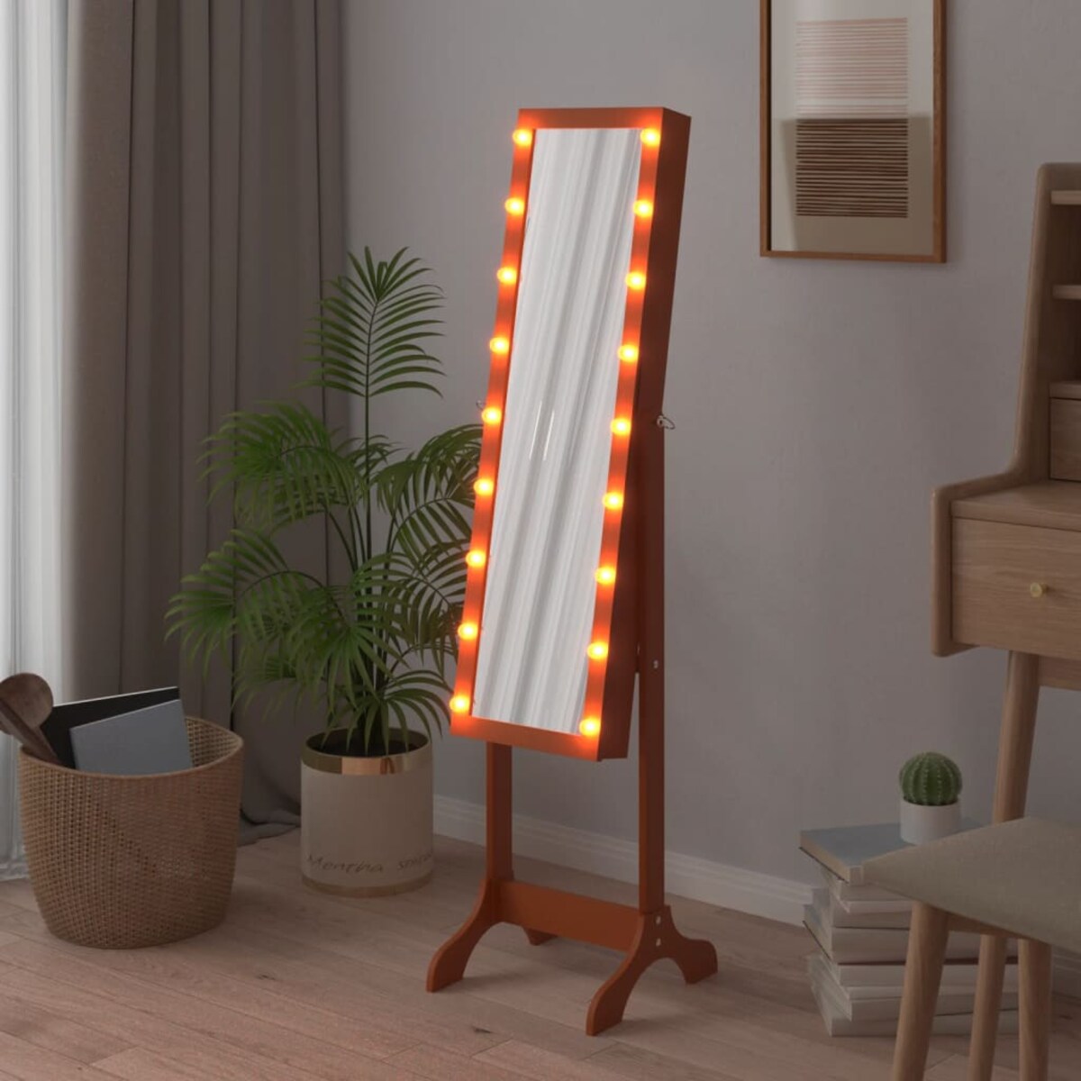 vidaXL Lustro stojące z LED, 34x37x146 cm