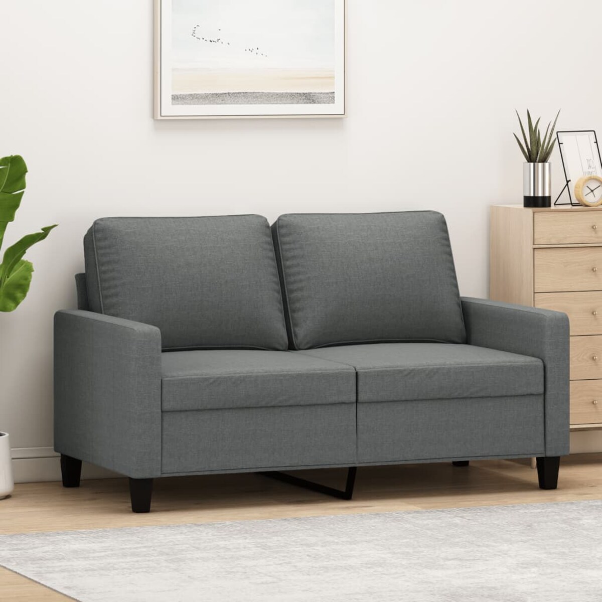 vidaXL Sofa 2-osobowa, ciemnoszara, 120 cm, tapicerowana tkaniną