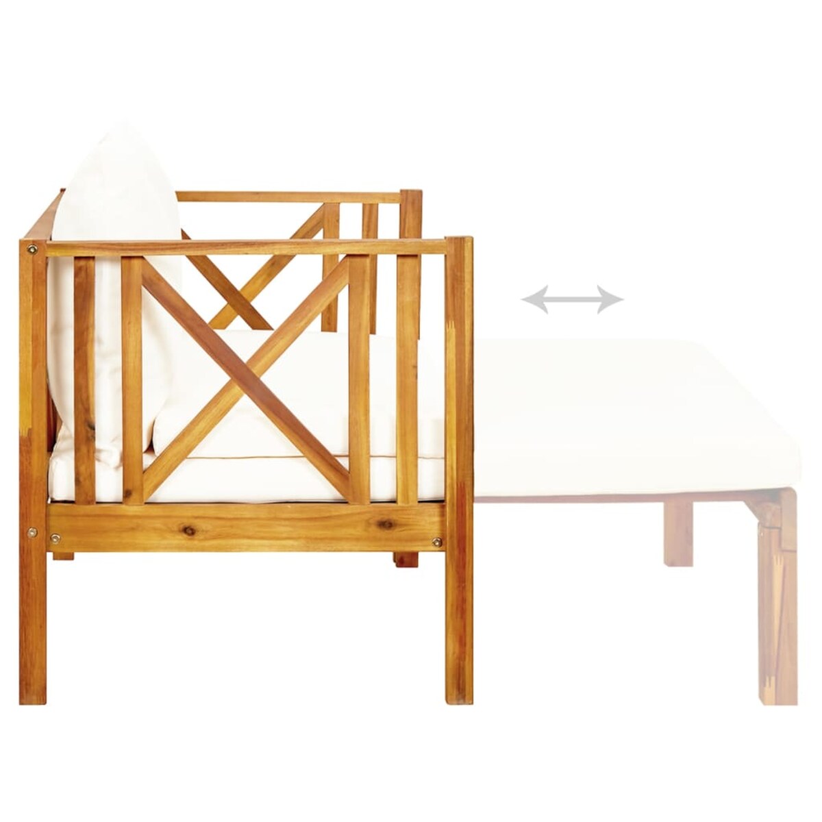 vidaXL 2-osobowa ławka ogrodowa z poduszkami, 122 cm, drewno akacjowe