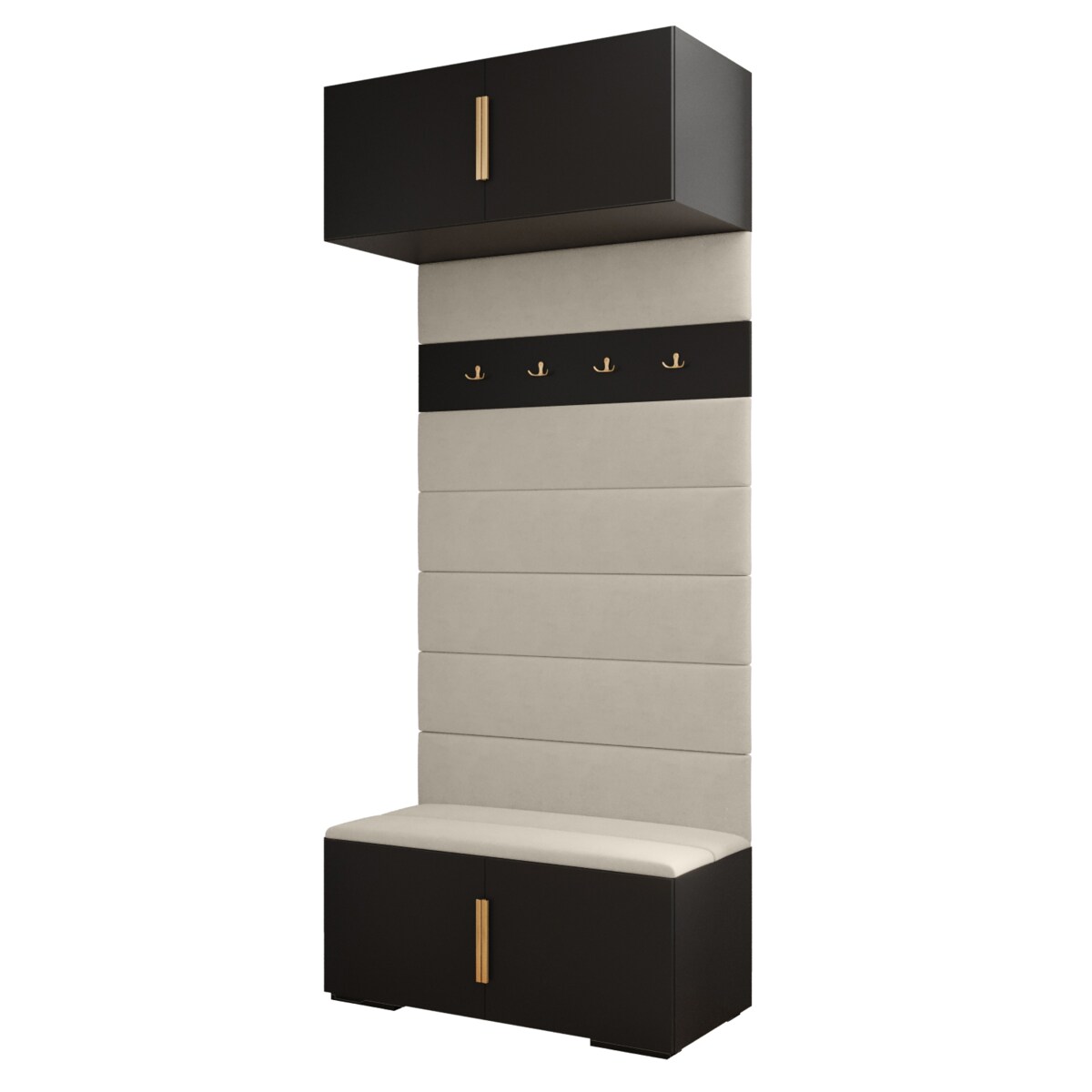 Garderoba do przedpokoju INOVA 1 czarny+złoty+manila02