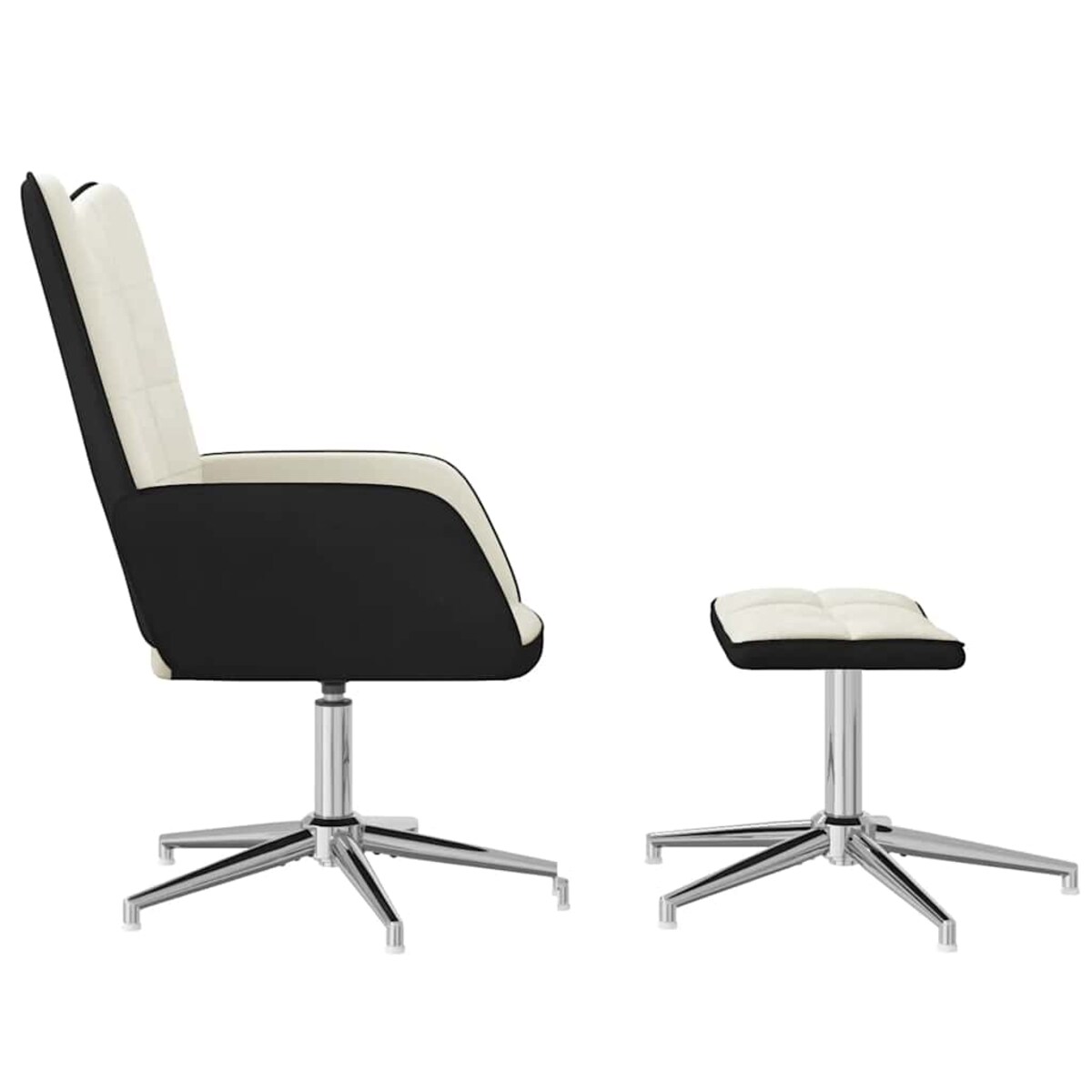 vidaXL Fotel z podnóżkiem, kremowy, aksamit i PVC