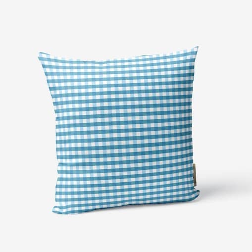 Poduszka świąteczna - błękitna kratka