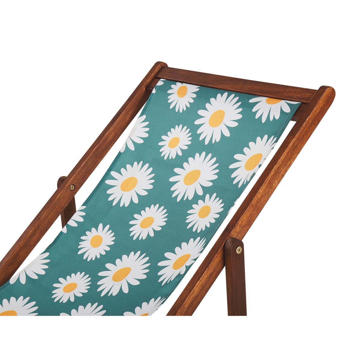 Zestaw 2 leżaków ogrodowych ciemne drewno akacjowe wzór w rumianek ANZIO