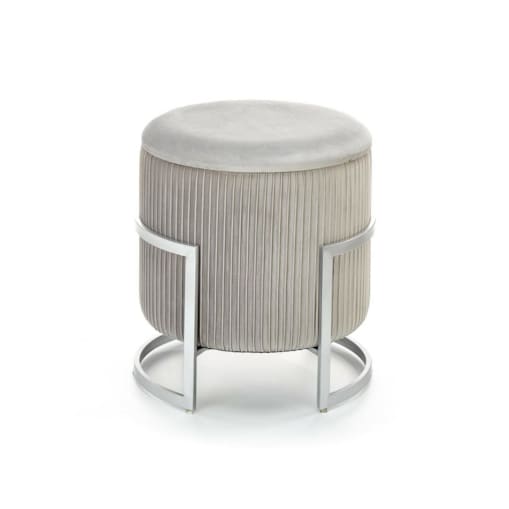 PUFA OKRĄGŁA Darbi szara ZE SCHOWKIEM srebrna podstawa