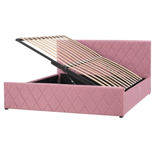 Łóżko z pojemnikiem welurowe 160 x 200 cm różowe ROCHEFORT