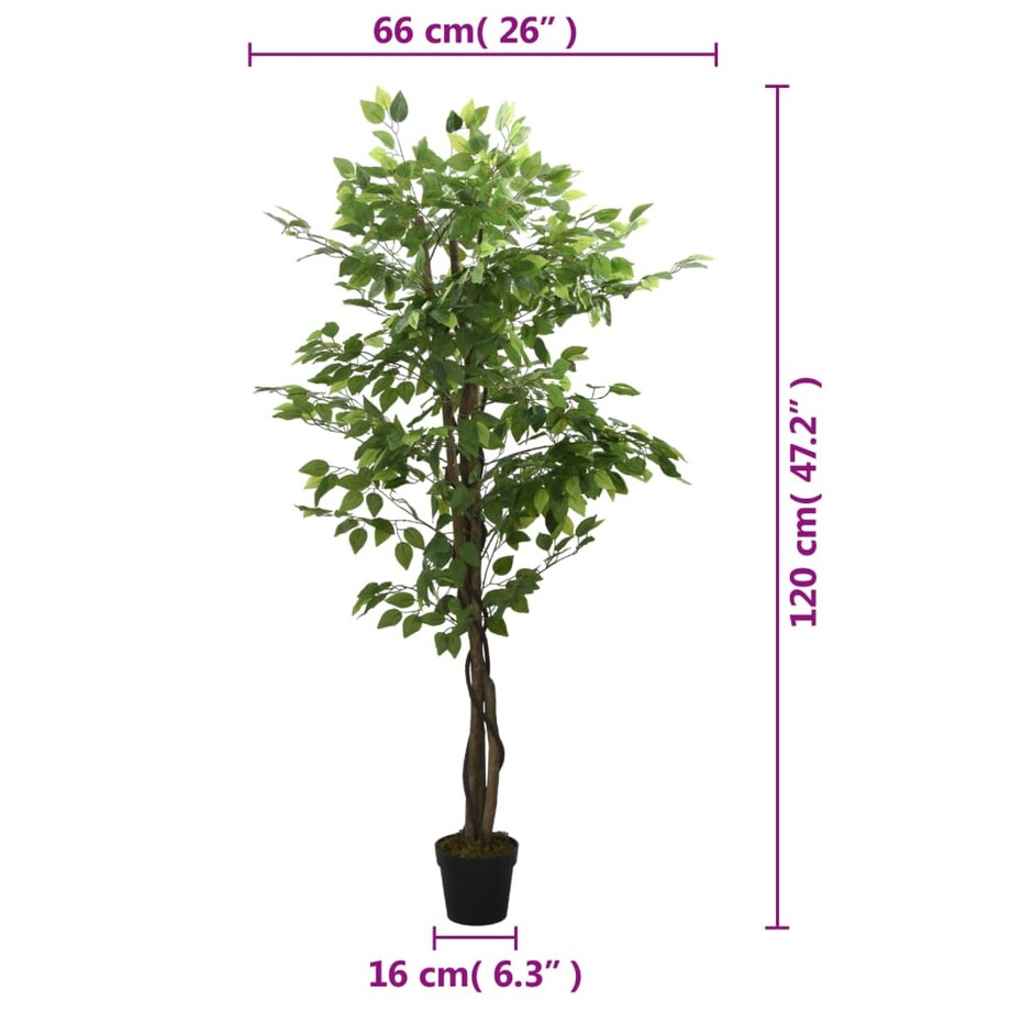 vidaXL Sztuczny fikus, 630 liści, 120 cm, zielony