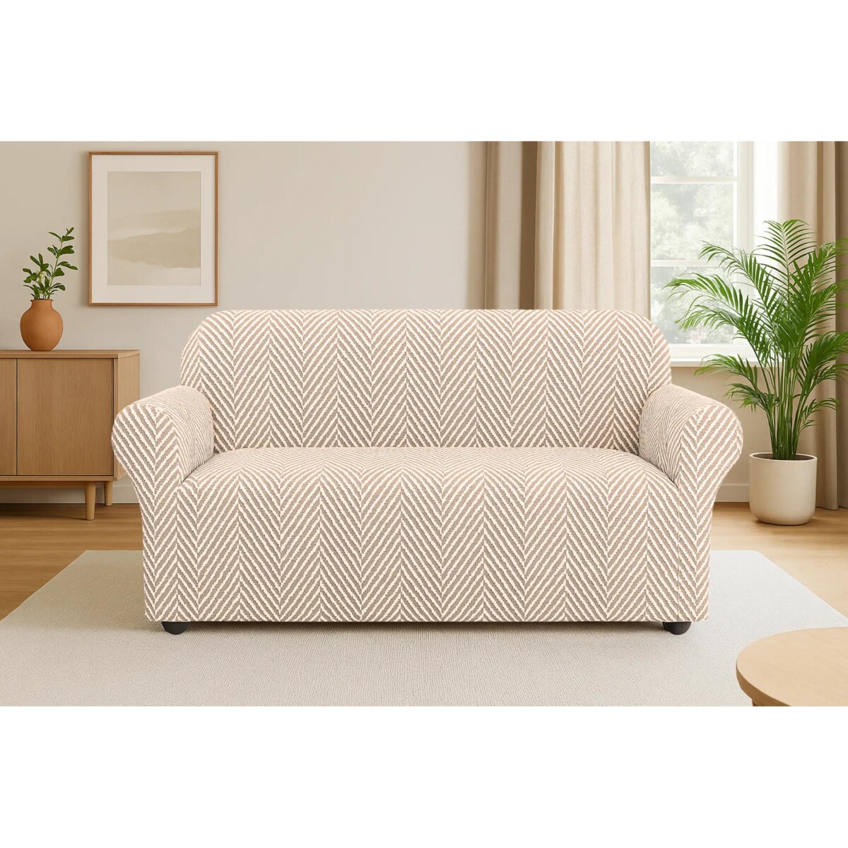 POKROWIEC NA KANAPĘ BEŻOWY ŻAKARD JODEŁKA DUŻA 2 OSOBOWY [42-Z5-BZ]