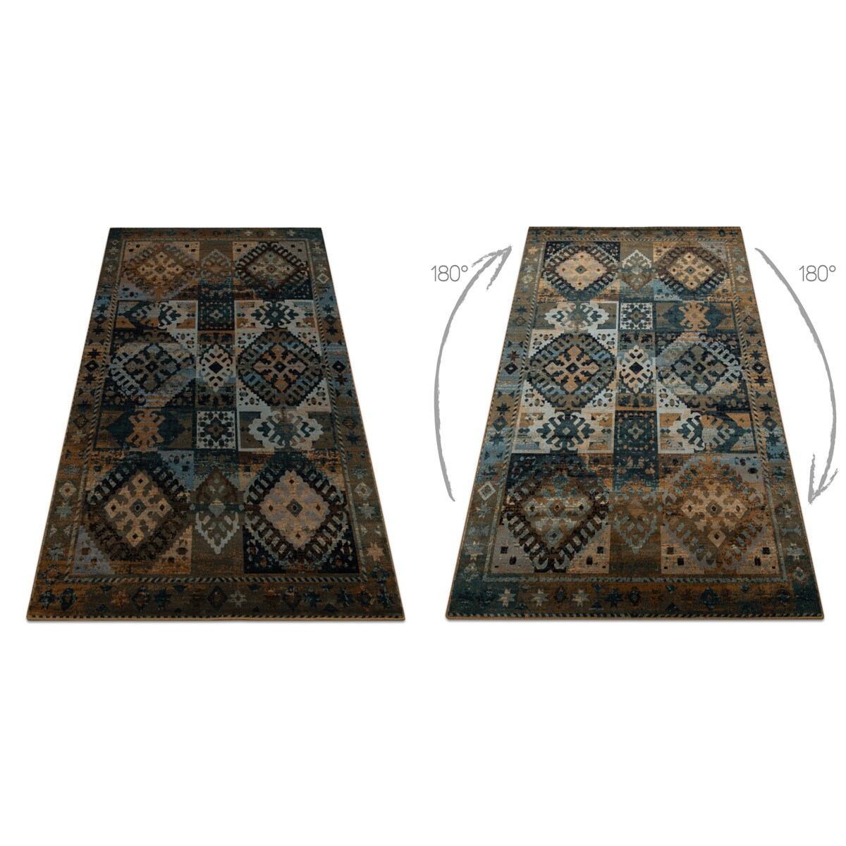 Dywan wełniany OMEGA AVAR Ramka, romby, 170x235 cm