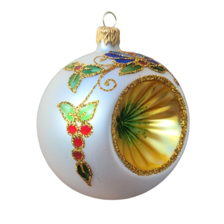 Bombka szklana 4 szt. Ø 10 cm RIFLETTORE biało-złota