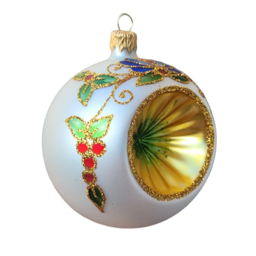 Bombka szklana 4 szt. Ø 10 cm RIFLETTORE biało-złota