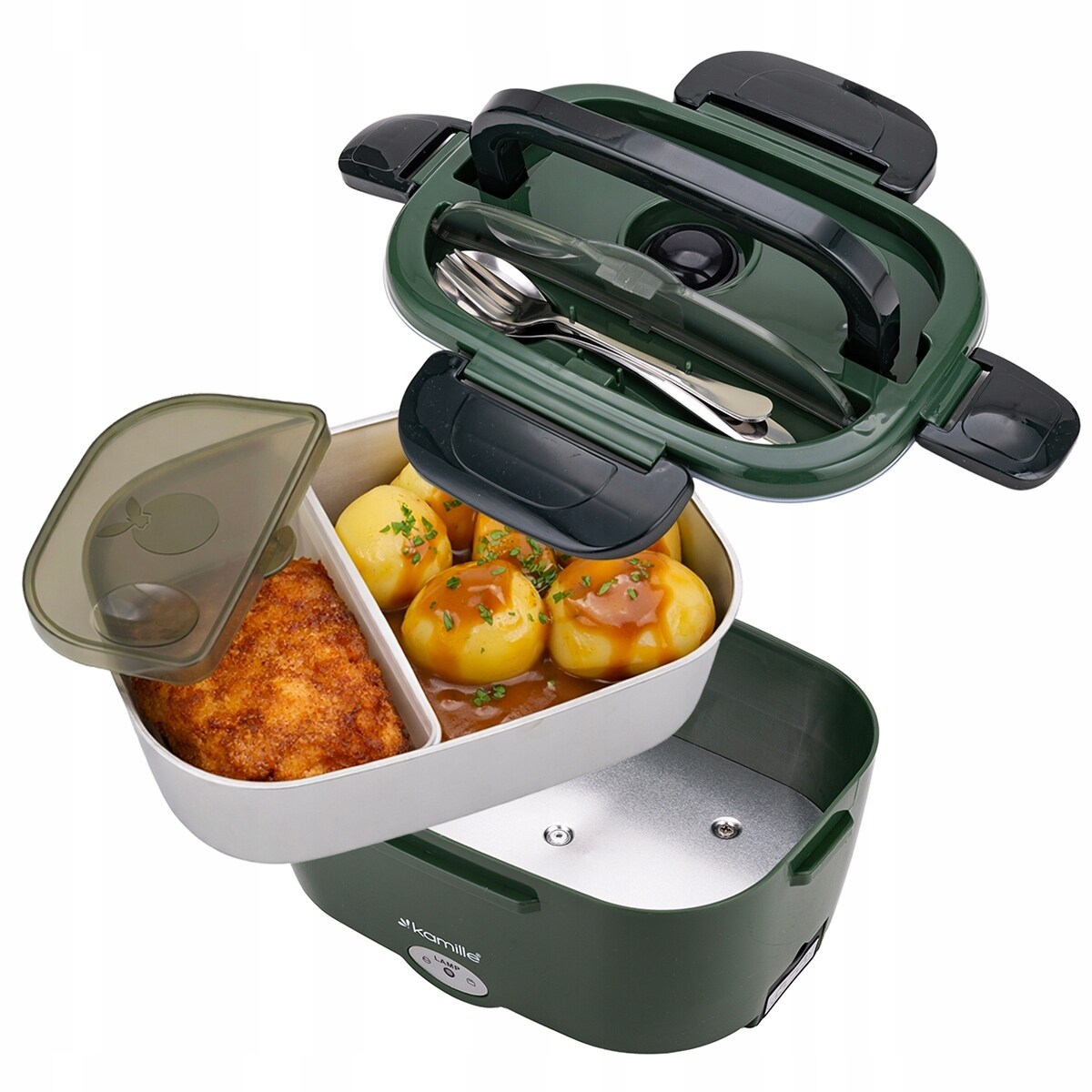 Elektryczny lunch box termos obiadowy samochodowy podgrzewany śniadaniówka do auta 1.5L KAMILLE