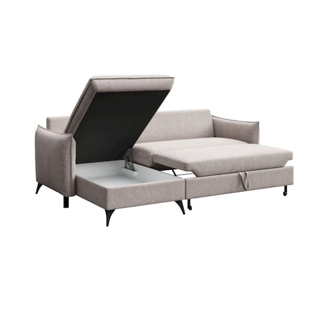Brim Sofa narożna lewa z funkcją spania i pojemnikiem lewa jasnoszara