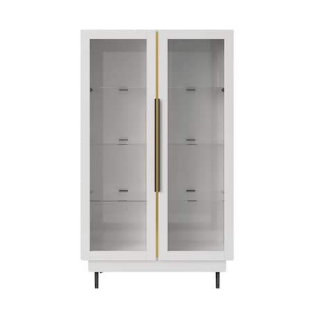 Elegancka biała witryna Dancan ARTEMISA ze złotymi dodatkami / szer. 100 cm