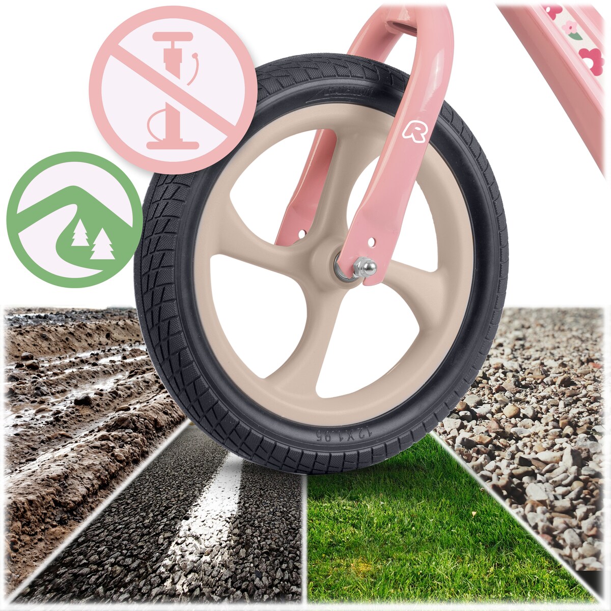 Rowerek biegowy dla dzieci magnesium Ricokids różowo-kremowy Funnu 760503