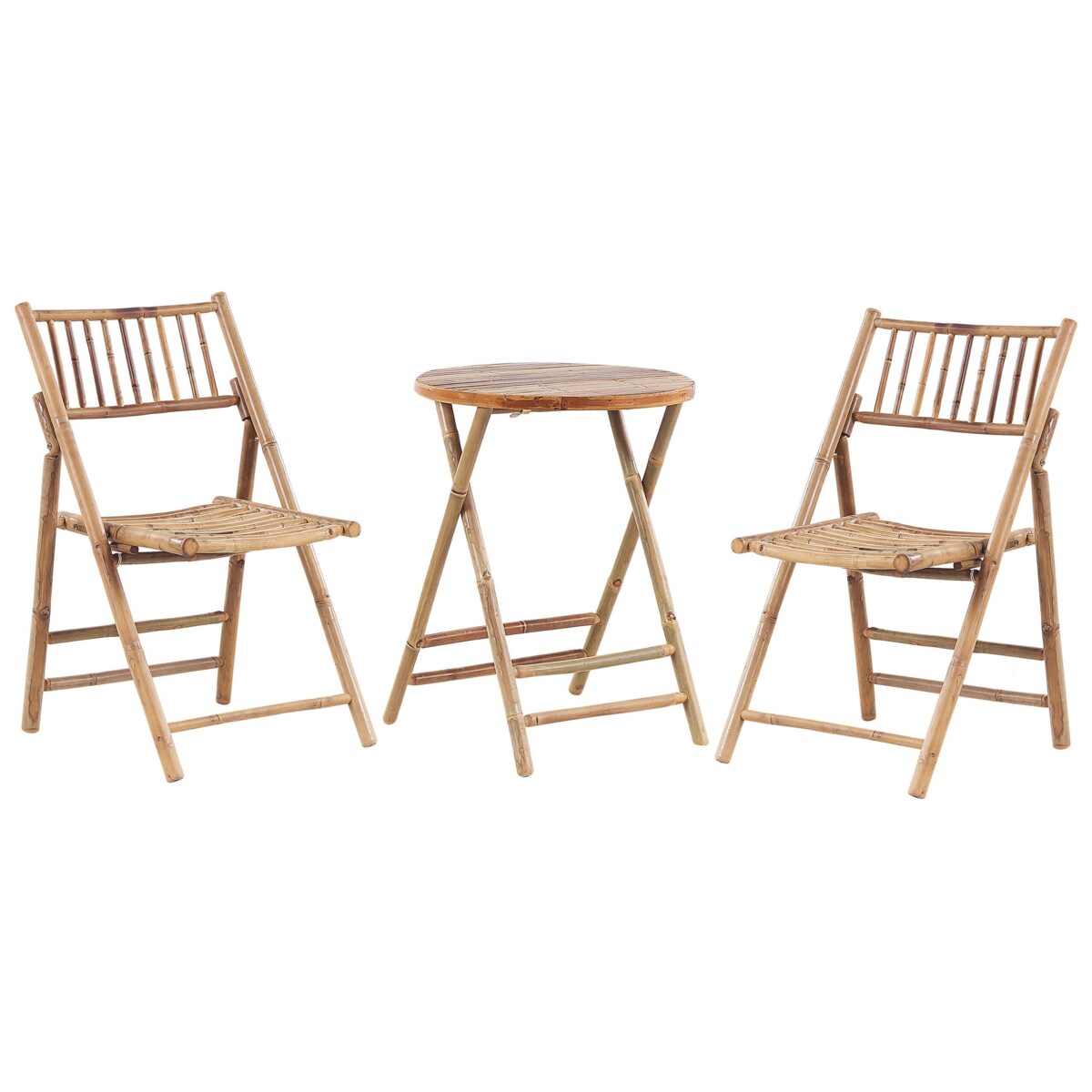 Zestaw mebli ogrodowych drewno bambusowe z poduszkami białymi SAVALLETRI