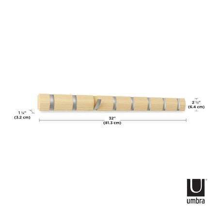 Listwa z 8 wieszakami beżowa Flip, 81 x 7 x 3 cm, Umbra