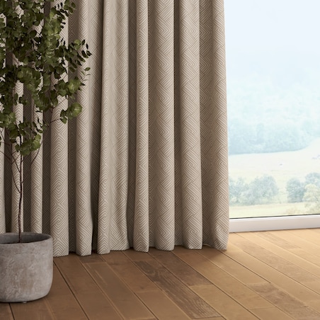 Zasłona na taśmie marszczącej 1 szt. 130x245 beżowo-kremowe geometryczne wzory