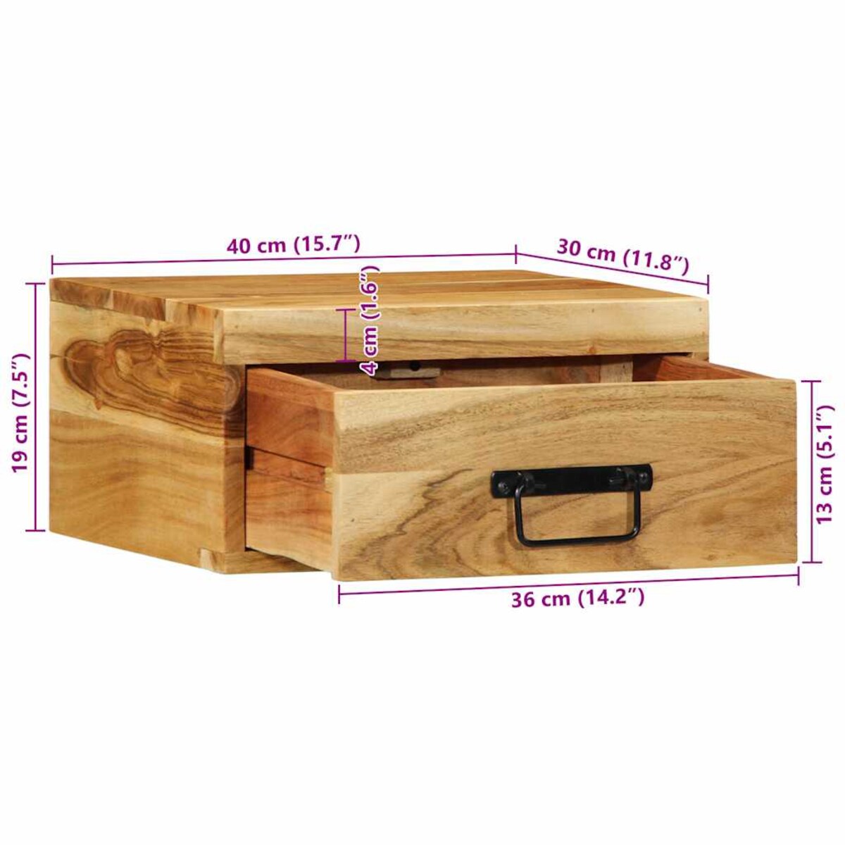 vidaXL Ścienne szafki nocne, 2 szt., lite drewno akacjowe