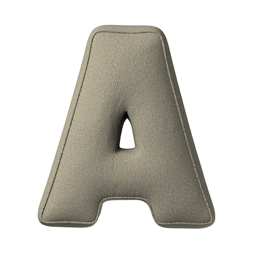 Poduszka literka A, ciemny beż, 30x40cm, Boucle