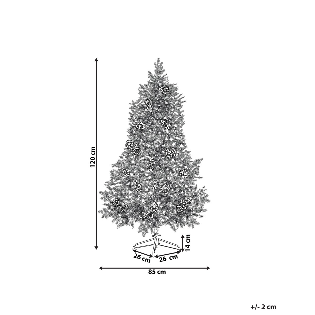 Ośnieżona sztuczna choinka ze światełkami 120 cm zielona PALOMAR
