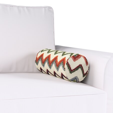Poduszka wałek prosty, czerwono-zielone zygzaki na kremowym tle, Ø16 x 40 cm, Cosy Home