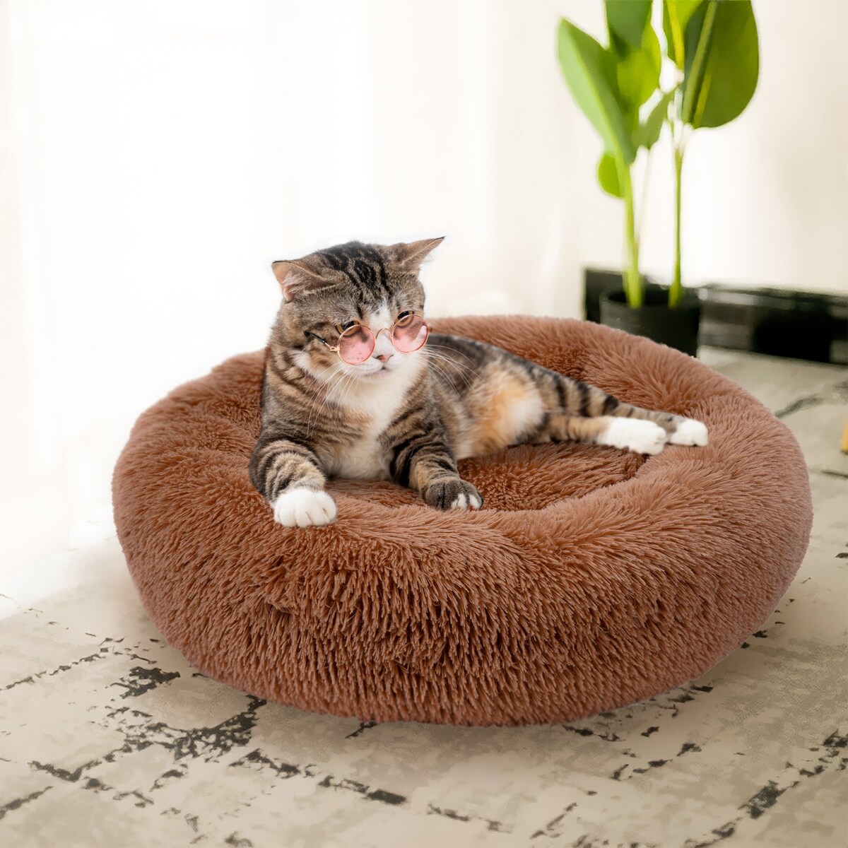 PLUSZOWE OKRĄGŁE LEGOWISKO kojec DLA PSA KOTA poduszka posłanie 60x60