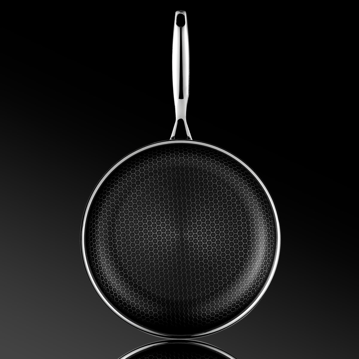 Profesjonalna patelnia ceramiczna Kanso 28 cm z pokrywką Plaster miodu Na indukcje Na gaz Nierdzewna