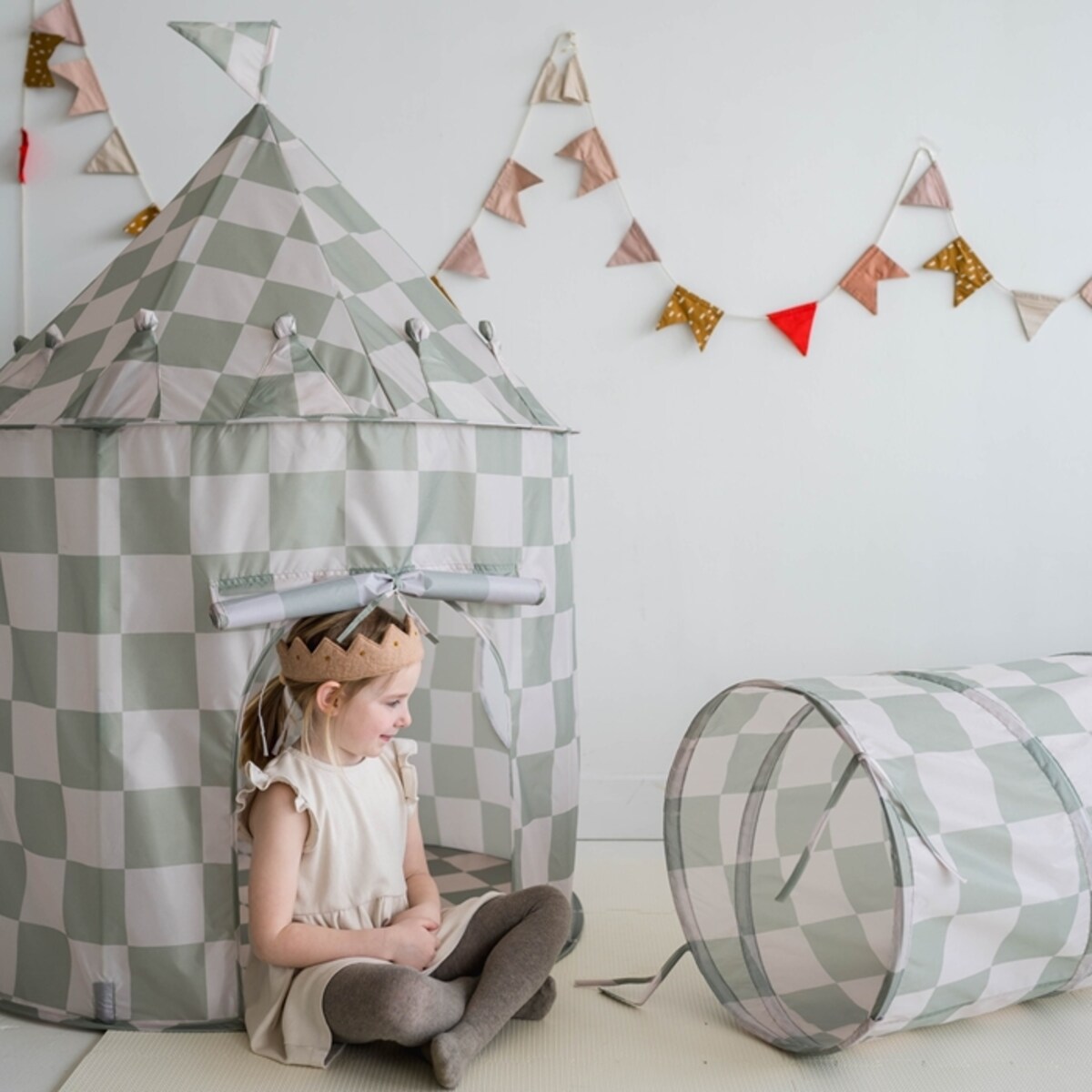3 Sprouts Tunel do Zabawy Checkerboard Green