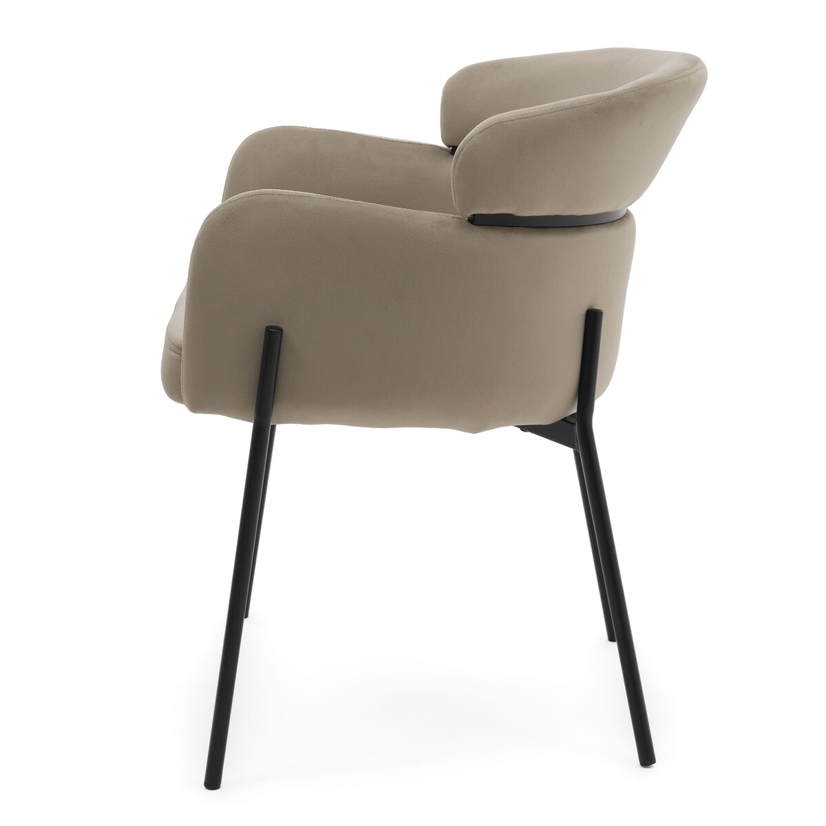 Krzesło tapicerowane welurowe do salonu BOLZANO ciemnobeżowe