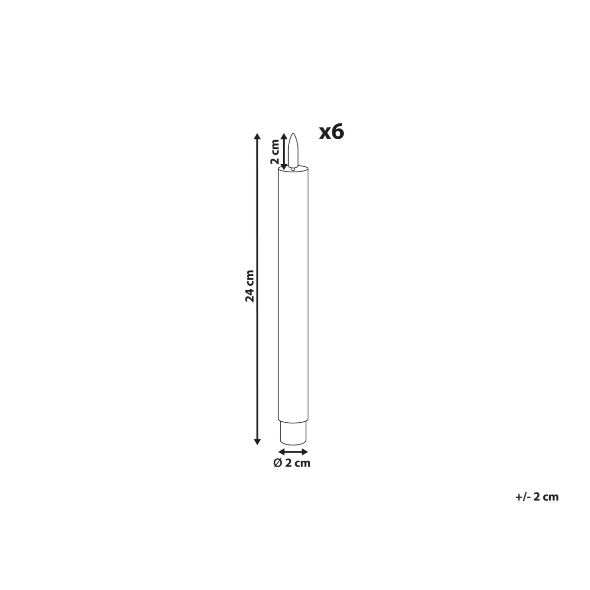 Zestaw 6 świec LED SAPHIR 24 cm Złamana biel