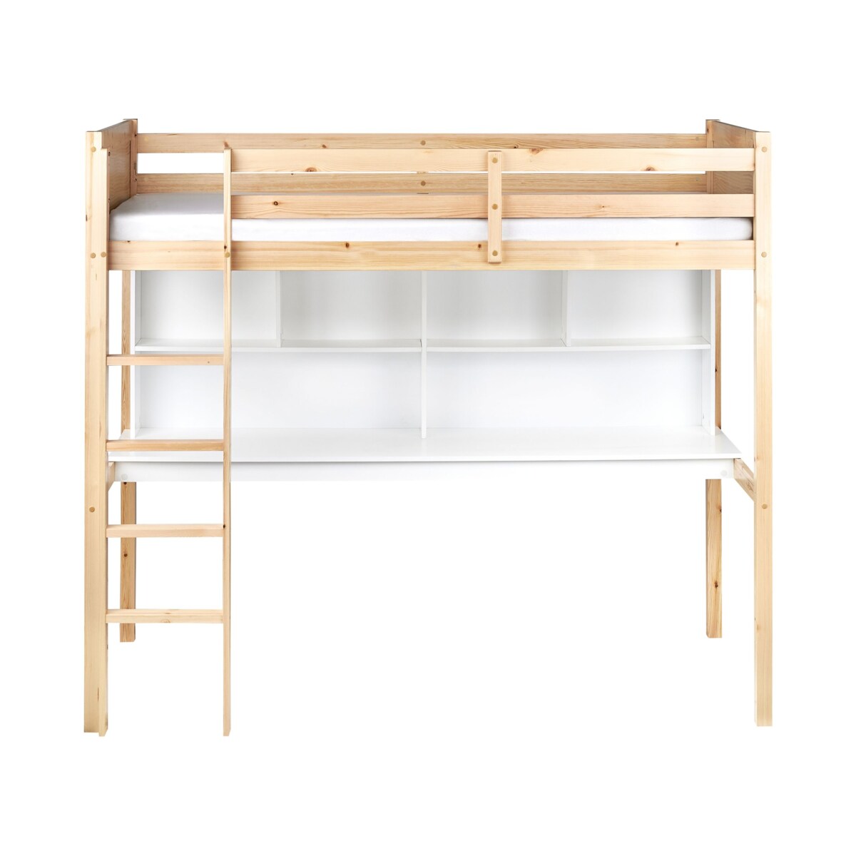 Łóżko na antresoli z biurkiem Drewno sosnowe FOUCAMONT 90 x 200 cm Jasnobrązowy