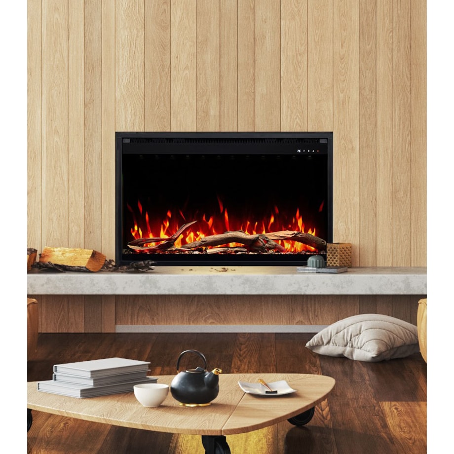 Wkład elektryczny AFLAMO 3D - do zabudowy - 100x60x20 cm - kominek LED z funkcją grzania 750/1500 W