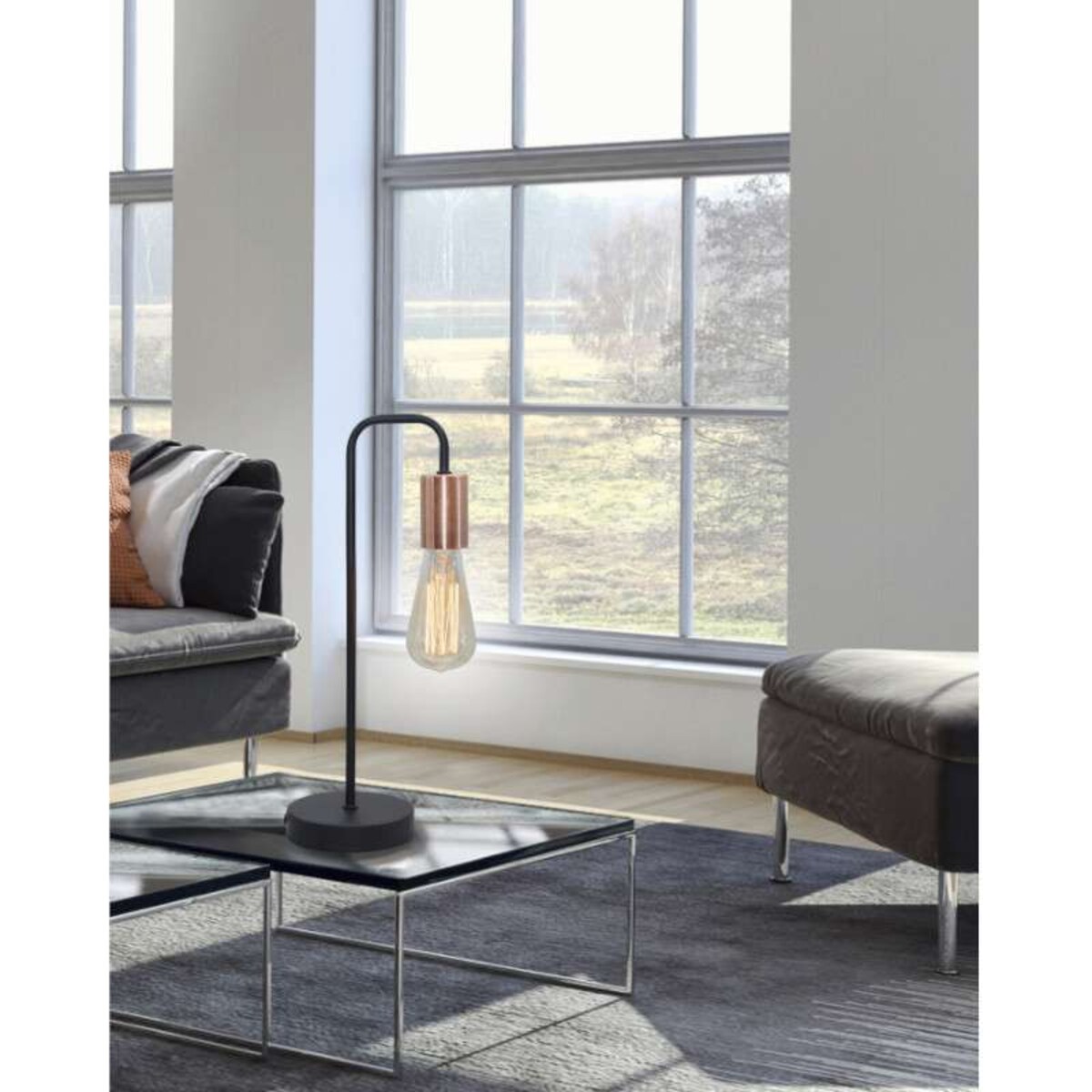 Stojąca LAMPKA biurkowa HERPE 41-66862 Candellux industrialna LAMPA nocna loft miedź czarna