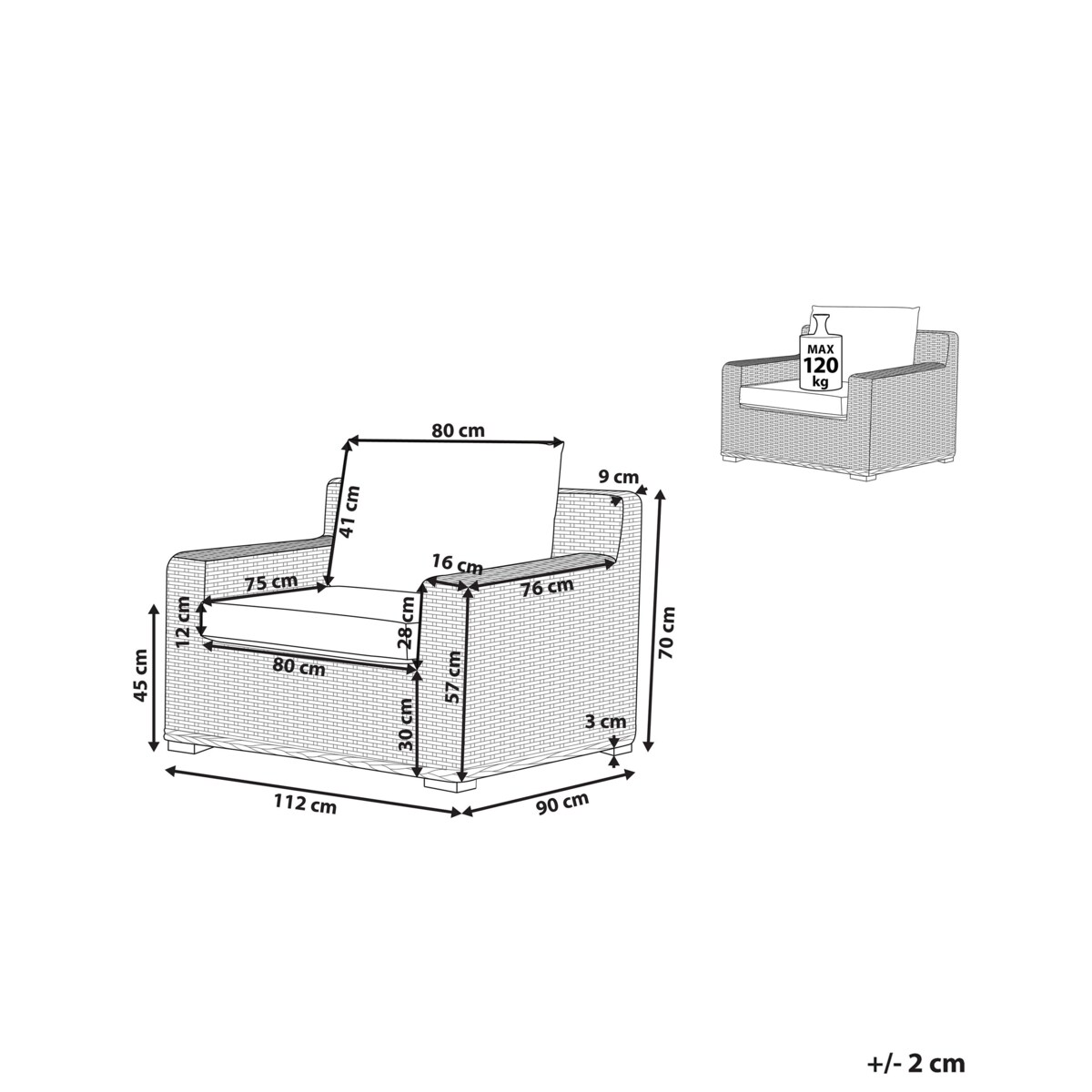 Fotel ogrodowy rattanowy jasnobrązowy ARDEA