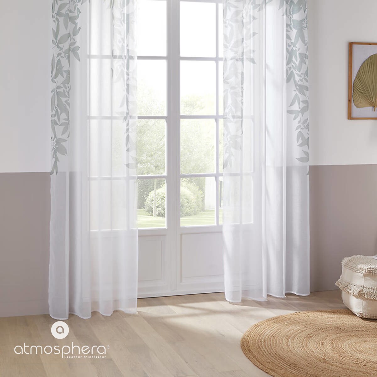 Firanka na przelotkach, wzór liści, 140 x 240 cm