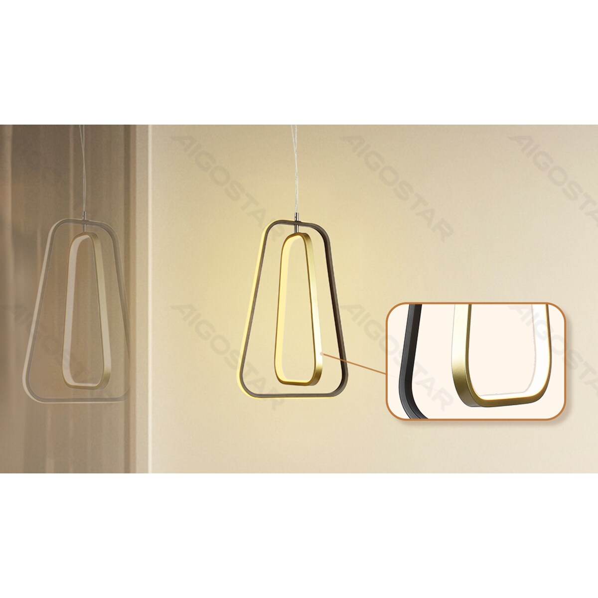 aluminiowa lampa led wisząca 36w 2700k trapez 150cm