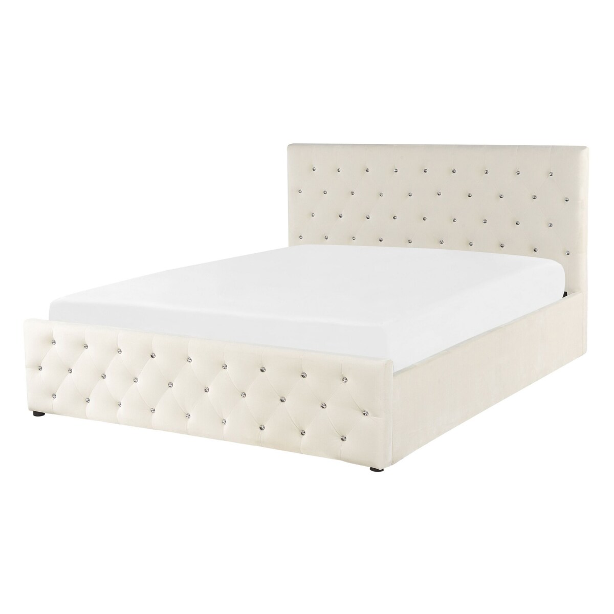 Łóżko z pojemnikiem welurowe 140 x 200 cm beżowe AMIENS