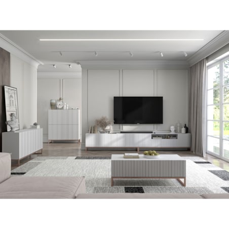 Nowoczesny Stolik kawowy Glamour prostokątny elegancka ława biały Mat 110 cm