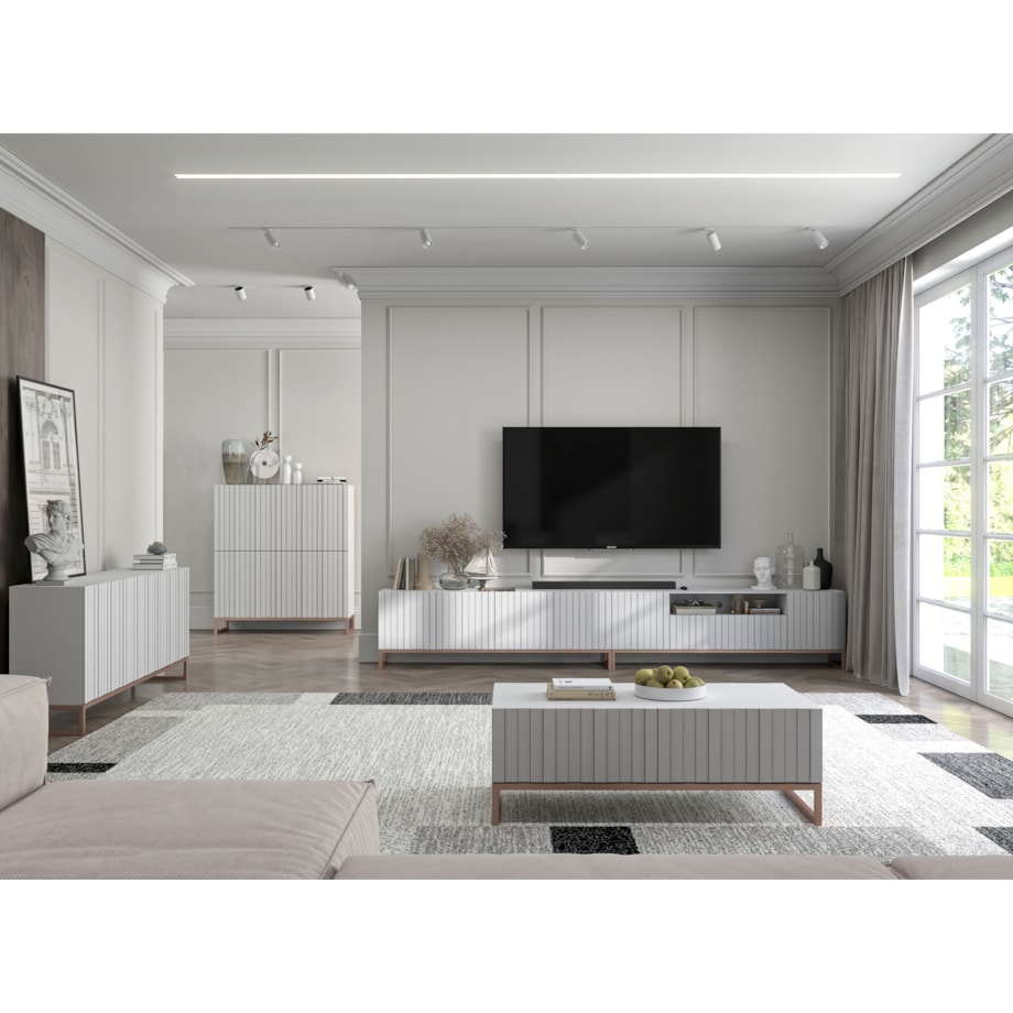 Nowoczesny Stolik kawowy Glamour prostokątny elegancka ława biały Mat 110 cm